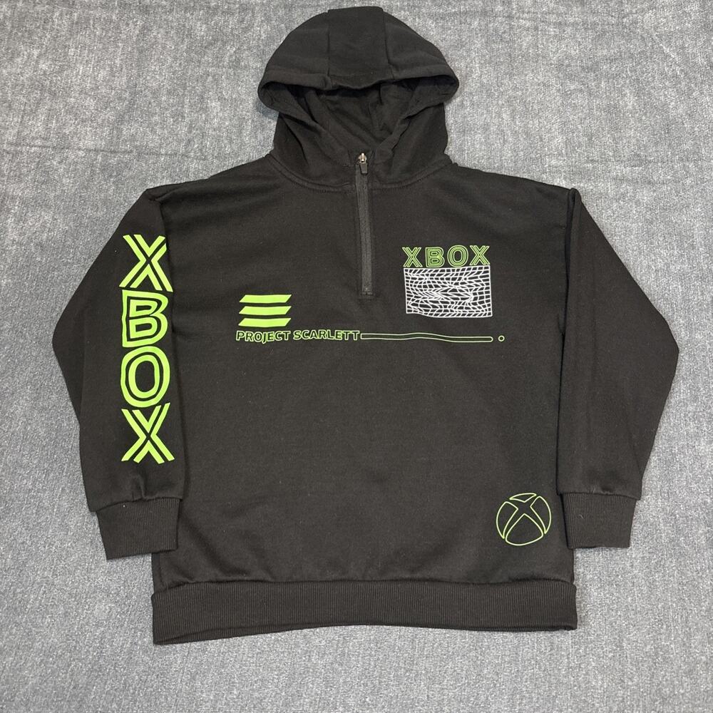 Xbox Project Scarlett Hoodie Boys Size 10-11 1/4 Zip Black Sweatshirt